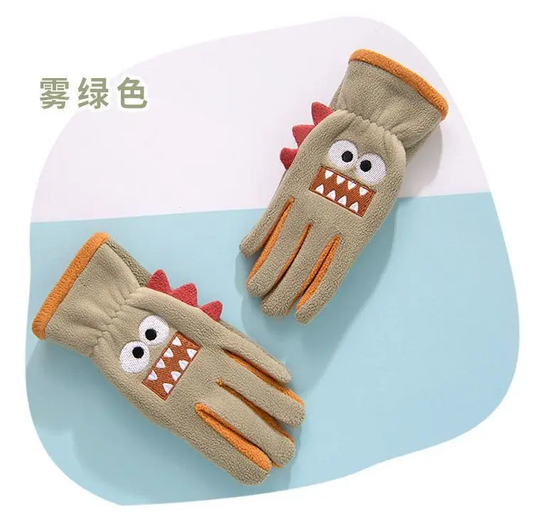 Winter Children's Gloves Cycling Autumn Cute Cartoon Warm Gloves Soft Outdoor Polar Fleece Kids Windproof Student Riding Gloves