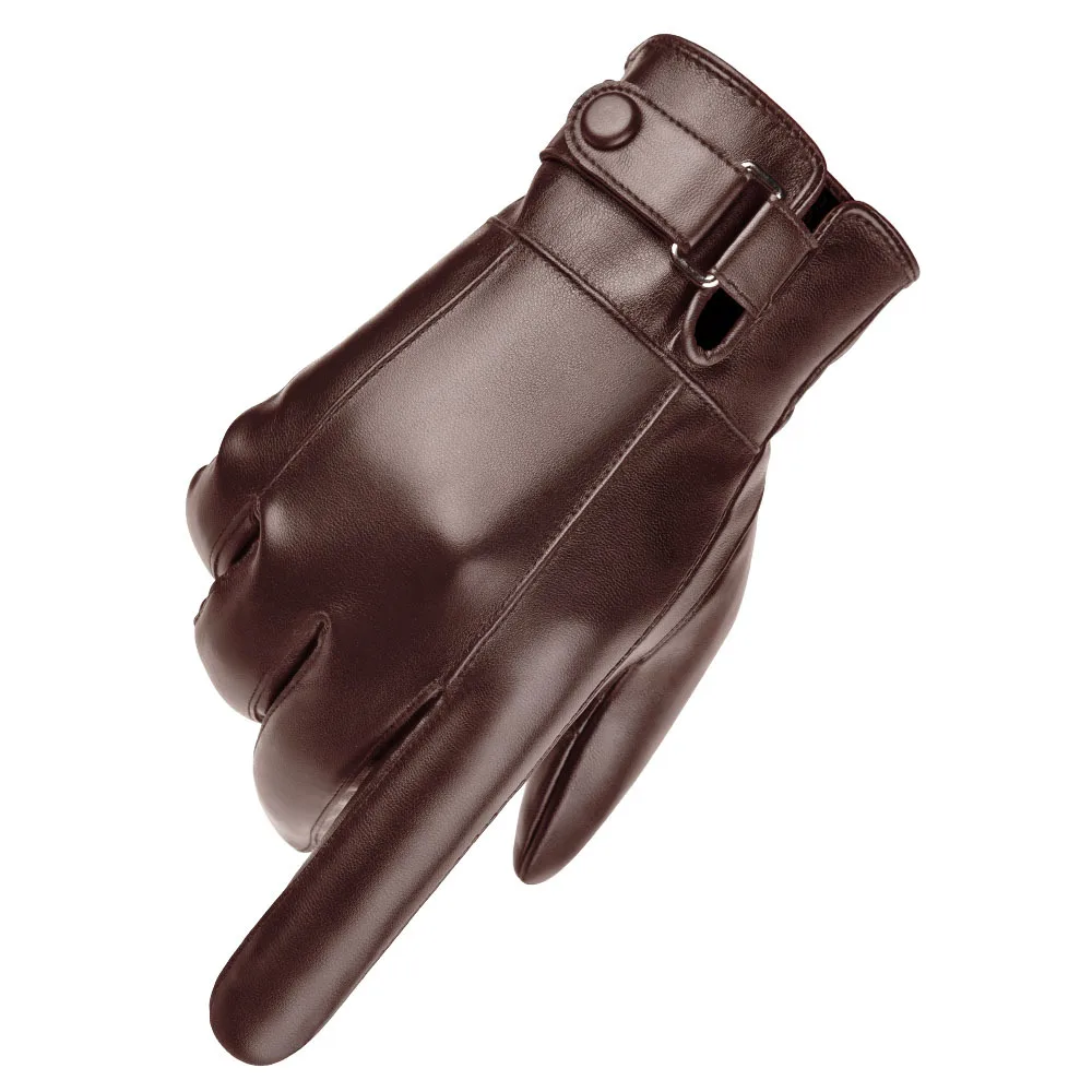 Outdoor Cycling Black Real Sheepskin Winter Gloves for Men Genuine Leather Gloves Keep Warm Driving Motorcycle Gloves