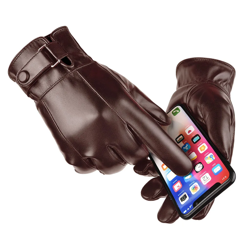 Outdoor Cycling Black Real Sheepskin Winter Gloves for Men Genuine Leather Gloves Keep Warm Driving Motorcycle Gloves