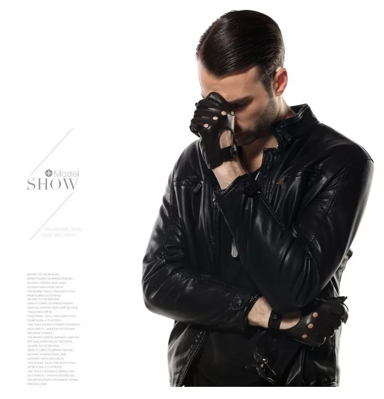 New Arrival Mens Gloves Goatskin Leather Riding Driving Gloves Full Finger Non unlined Slip Mitten For Male Real Leather Gloves