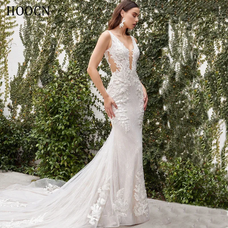 HERBURN Trendy Pleated Wedding Dresses New Arrival Appliques A-line Lace up Sleeveless Robe De Soiree De Mariage Customized