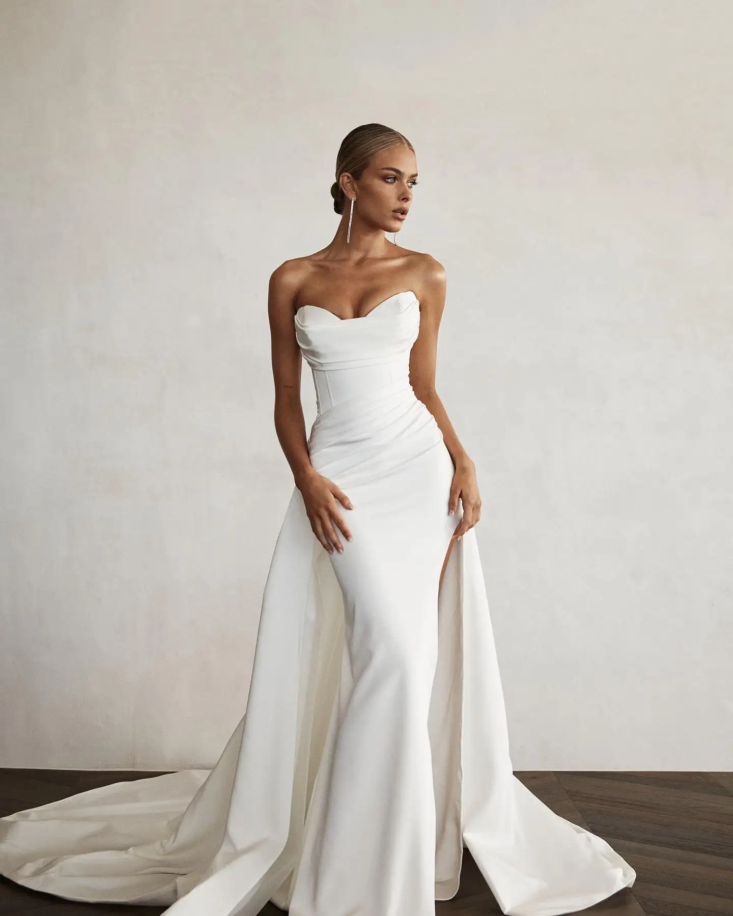 Modern Mermaid Front Slit Bridal Gowns Sweep Train Wedding Gowns Sweetheart Bridal Dresses 2026 Boho Women Two Piec Custom Made
