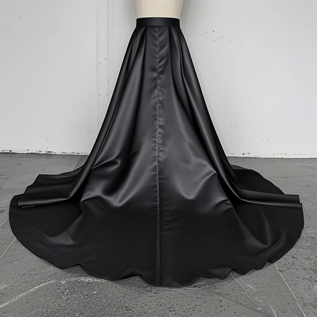 Black Satin Detachable Overskirt Bridal Removable Train Wasitband Front Open Formal Party Skirt Customized 2026
