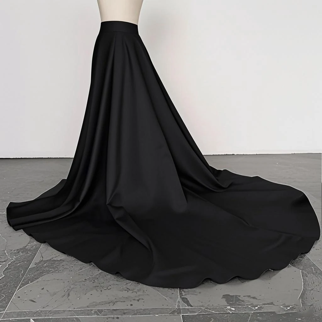 Black Satin Detachable Overskirt Bridal Removable Train Wasitband Front Open Formal Party Skirt Customized 2026