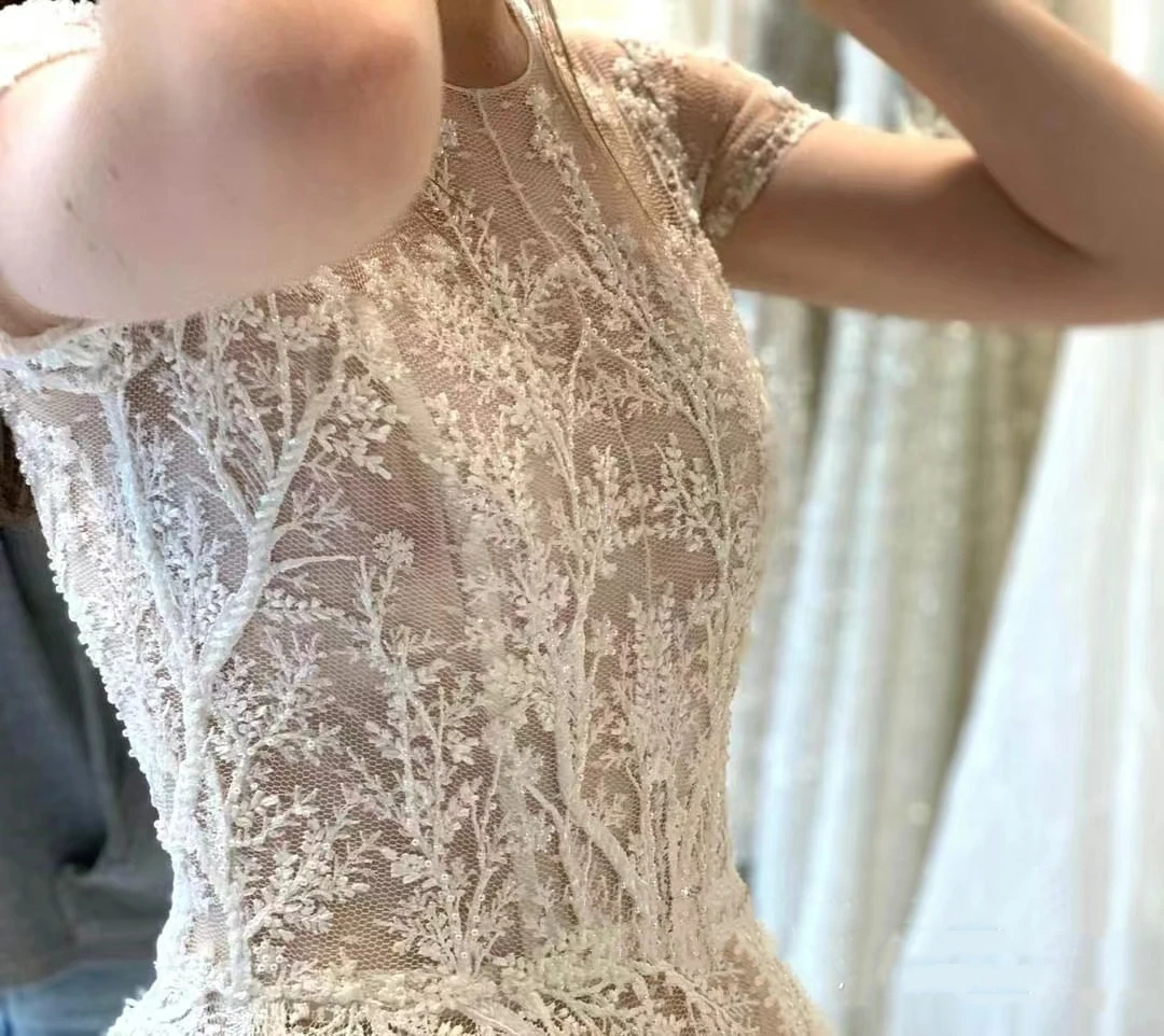 Bohemia Vintage Wedding Dresses O-Neck Short Sleeves Bridal Gowns Lace Appliques 웨딩드레스 Vestidos De Novia Customized 2026
