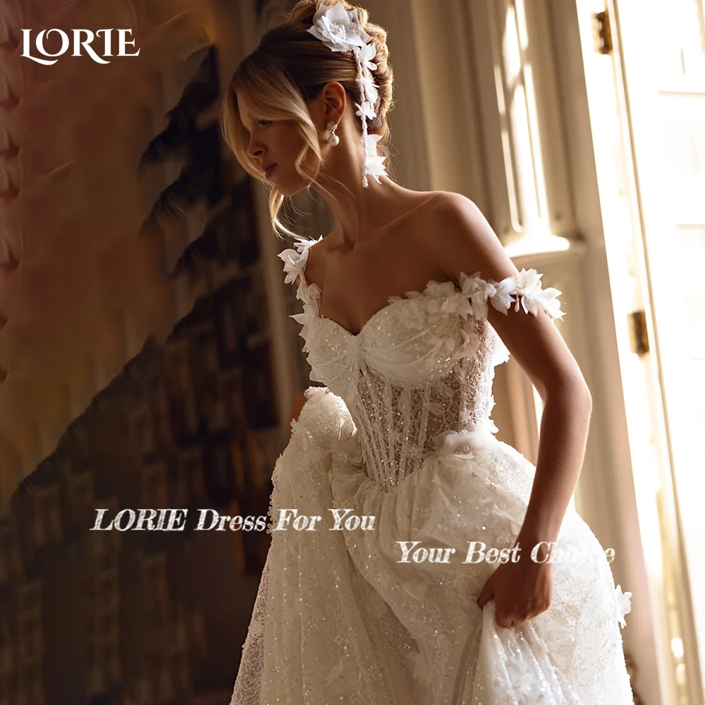 LORIE Lace Wedding Dress Off Shoulder Appliques A Line Sweetheart Bride Bridal Dress Backless Customized свадебное платье свадеб