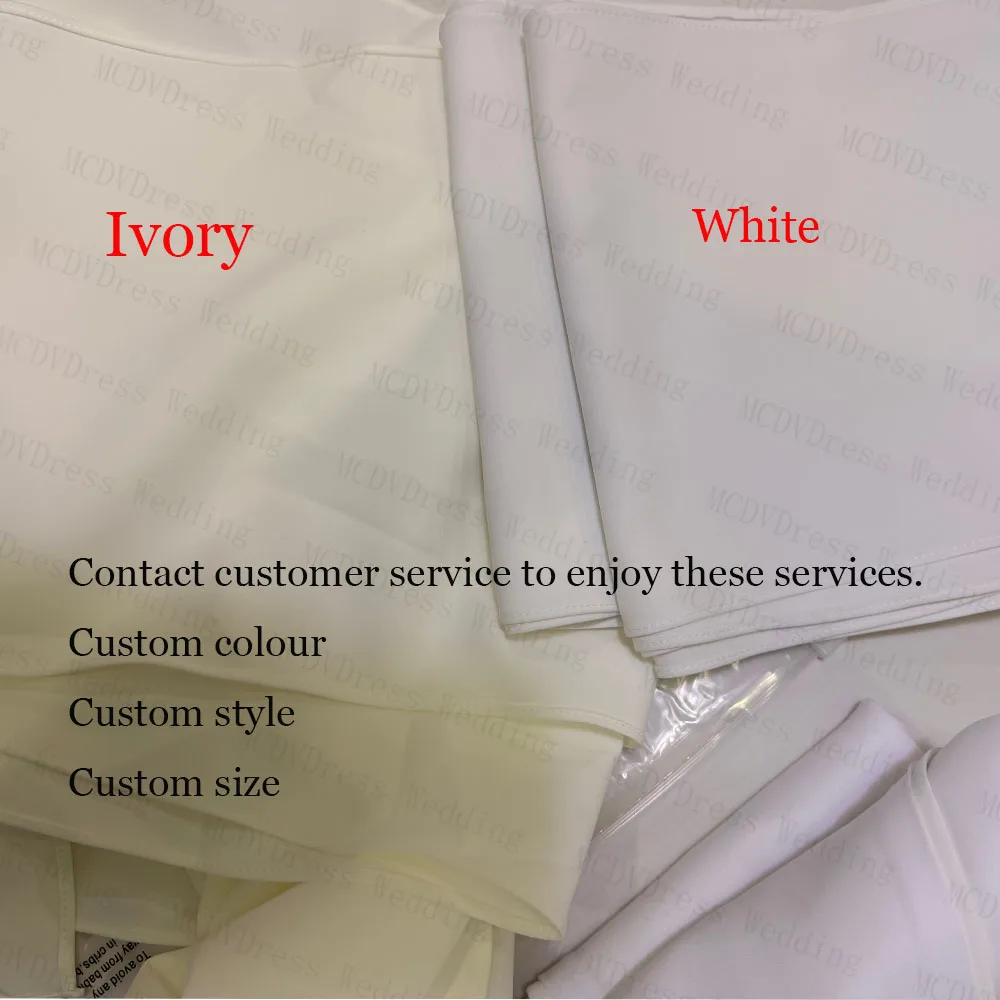 MCDV Pleat Satin Bride Gowns Strapless Mermaid Side Split Ivory Wedding Dresses 2026 Ribbons vestido de noiva civil Customized