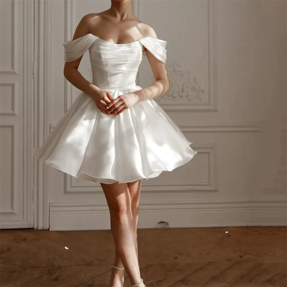 Elegant Short Wedding Dresses 2025 off the shoulder Beach Bridal Gown Formal Party Dresses Homecoming Dresses Customized 2025