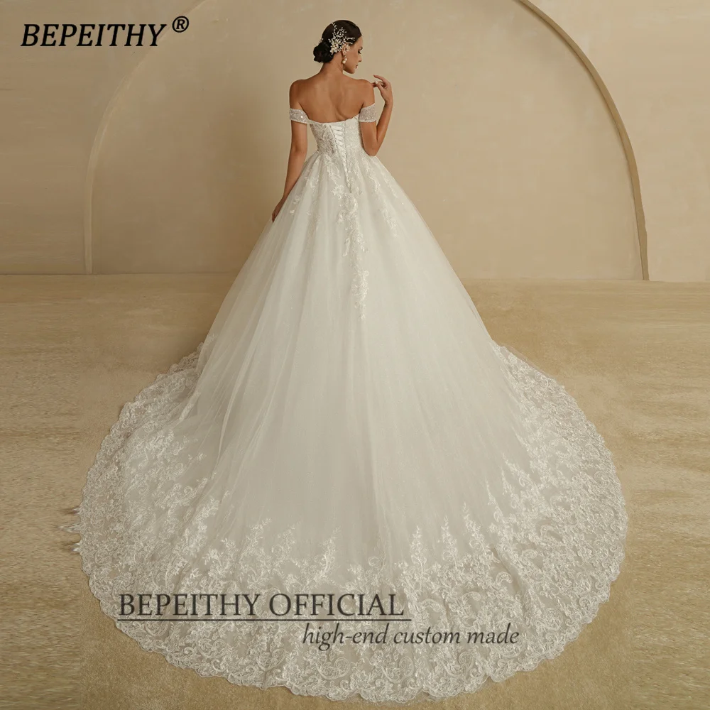 BEPEITHY Customized Princess Sweetheart Wedding Dress For Women Ivory Glitter Sleeveless 2026 Vintage Bride Bridal Ball Gown