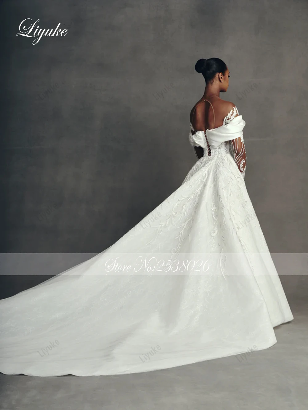 Liyuke Custom Made Luxury Embroidery Mermaid Wedding Dresses Robe De Marriage Removable Train 2 In 1 Lace Trumpet Bridal Gowns