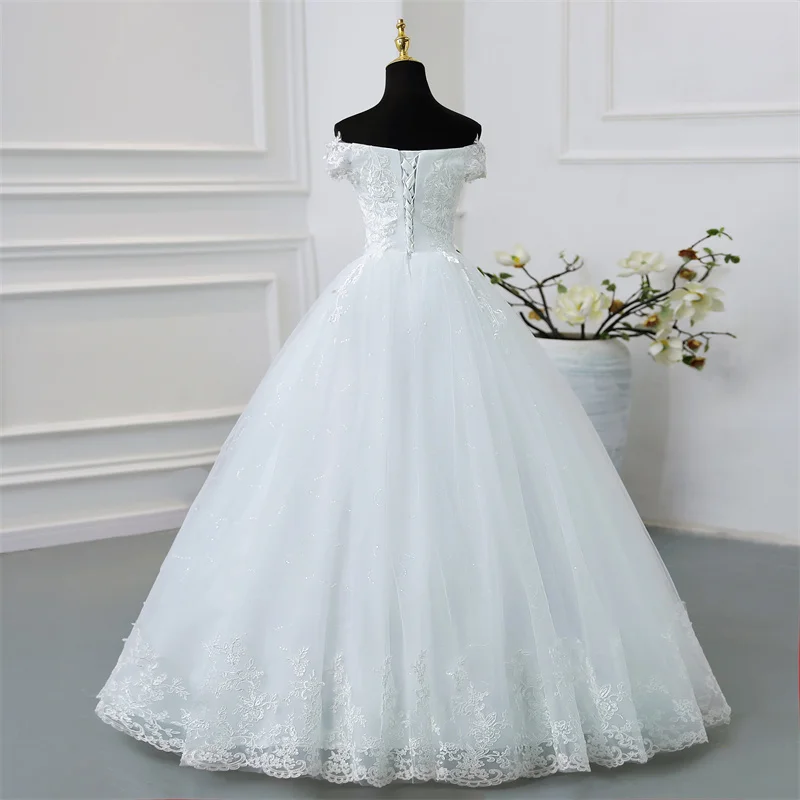 Y&M Novias Off Shoulder Plus Size Vestido De Noiva 2026 New Wedding Dress Train or Floor Customized Large Bridal Tulle Mariage