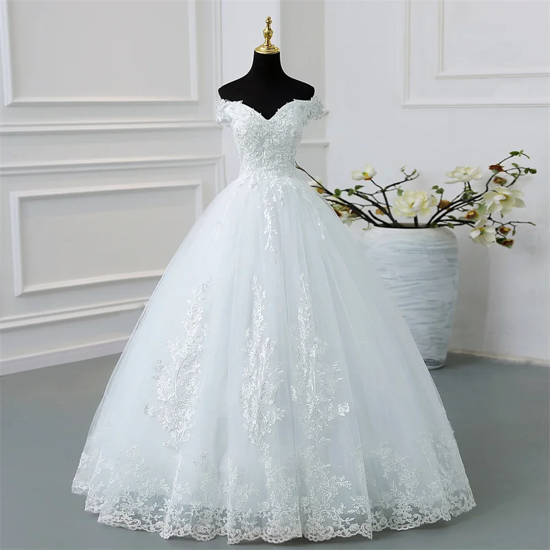 Y&M Novias Off Shoulder Plus Size Vestido De Noiva 2026 New Wedding Dress Train or Floor Customized Large Bridal Tulle Mariage