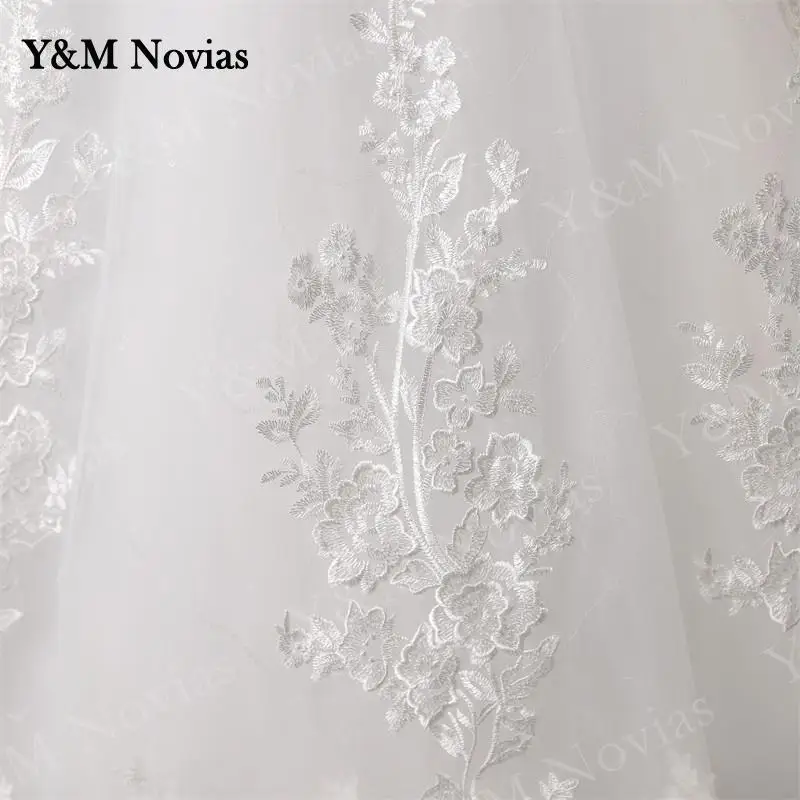 Y&M Novias Off Shoulder Plus Size Vestido De Noiva 2026 New Wedding Dress Train or Floor Customized Large Bridal Tulle Mariage