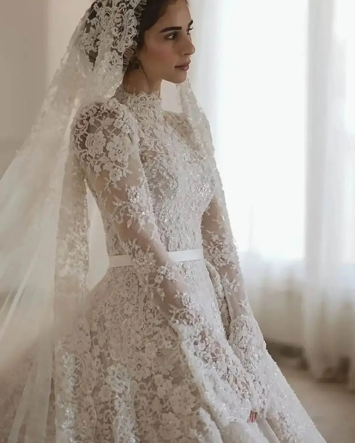 Custom 2026 New Holy High Neck Print Wedding Dress Classic A-Line Floor Length Lace Princess Ball Gowns Vestido De Novia