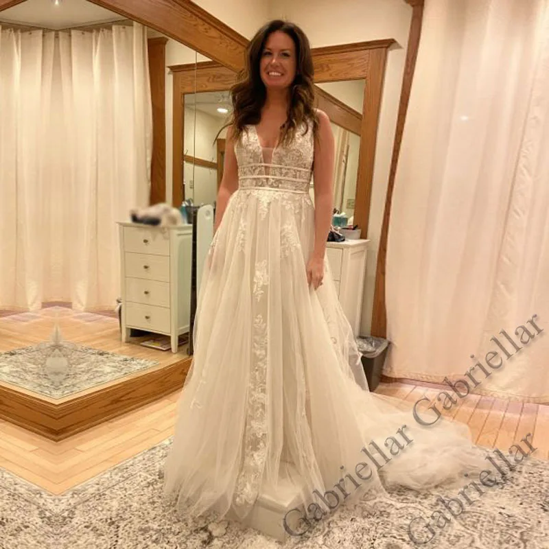 Gabriellar Attractive Strapless Wedding Dress for Bride A-line Satin Lace Appliques Chapel Train Vestidos De Novia Customized