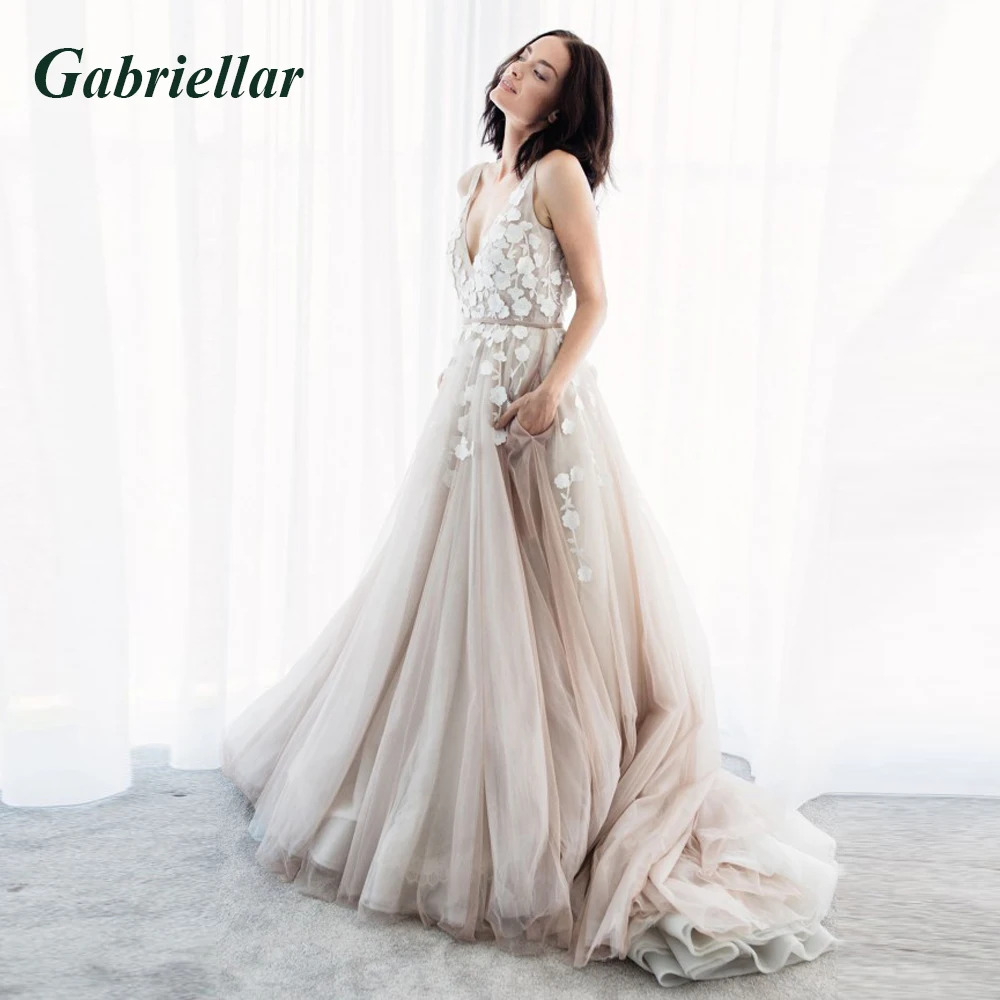 Gabriellar Attractive Strapless Wedding Dress for Bride A-line Satin Lace Appliques Chapel Train Vestidos De Novia Customized
