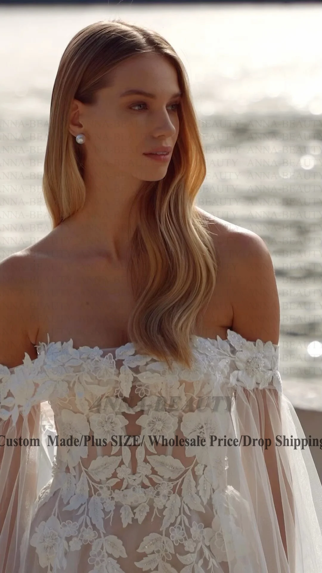 Anna Attractive Slit Wedding Dress Bridal with Cape Strapless Zipper A-line Tulle Pleats Beach Gowns Vestidos Customised
