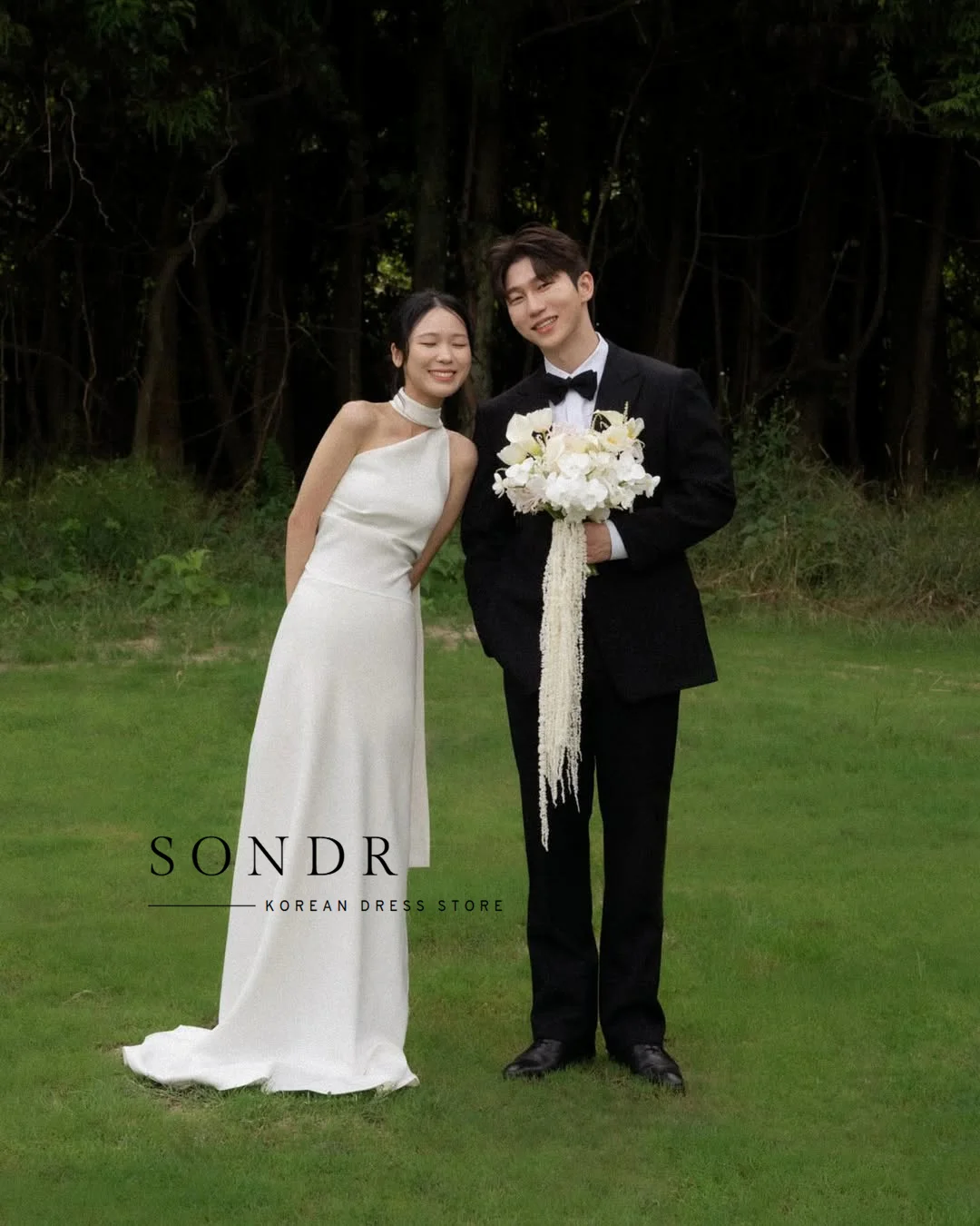 Sondr One Shoulder Backless Korean Wedding Snap Dresses Outdoor Simple Bridal Gown Customized Elegant Bridal Photo Shoot Gown