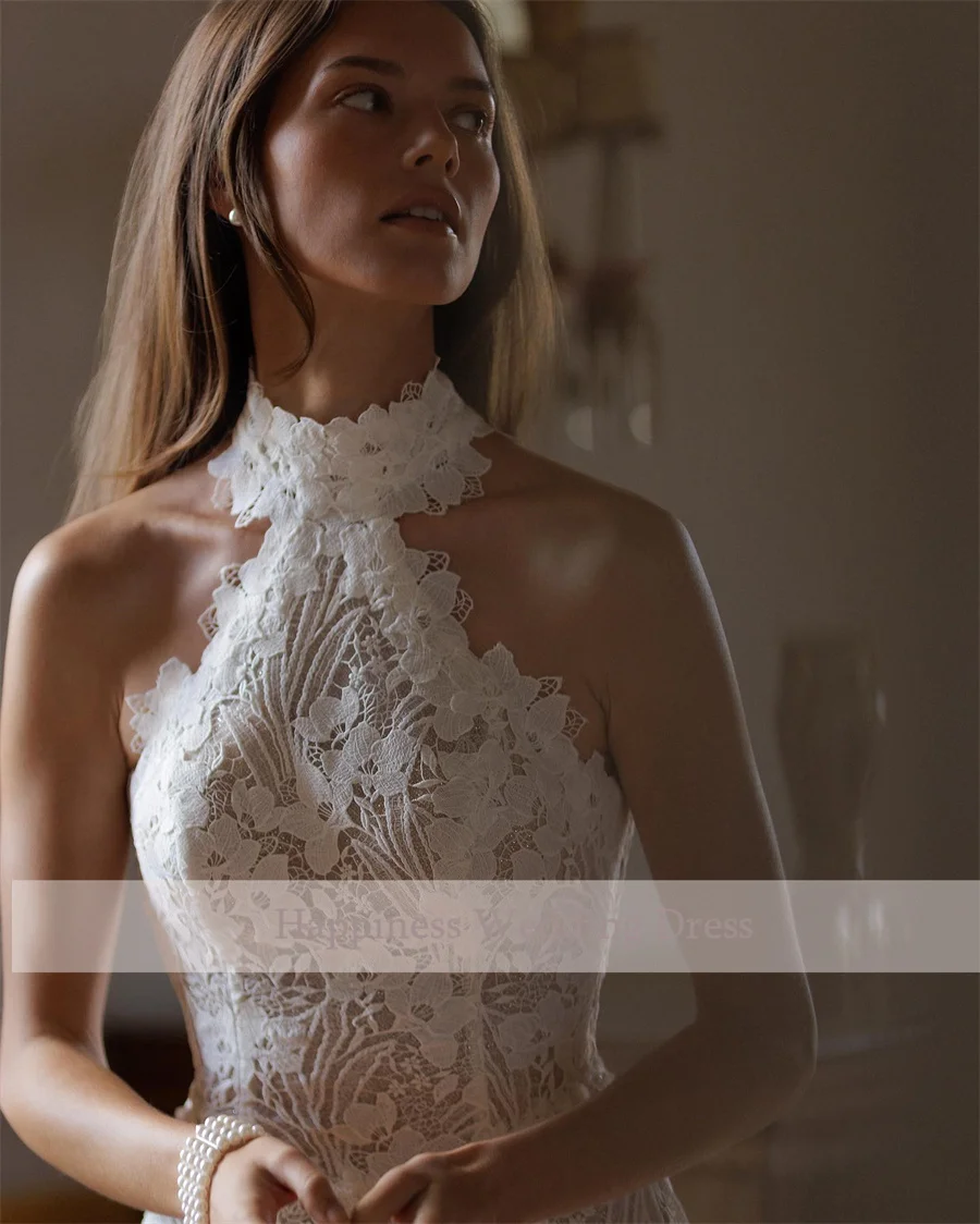 Customized Halter Neck Sleeveless High Quality Lace Mermaid Wedding Dress Backless Zipper Custom Bridal Gowns Vestido De Novia