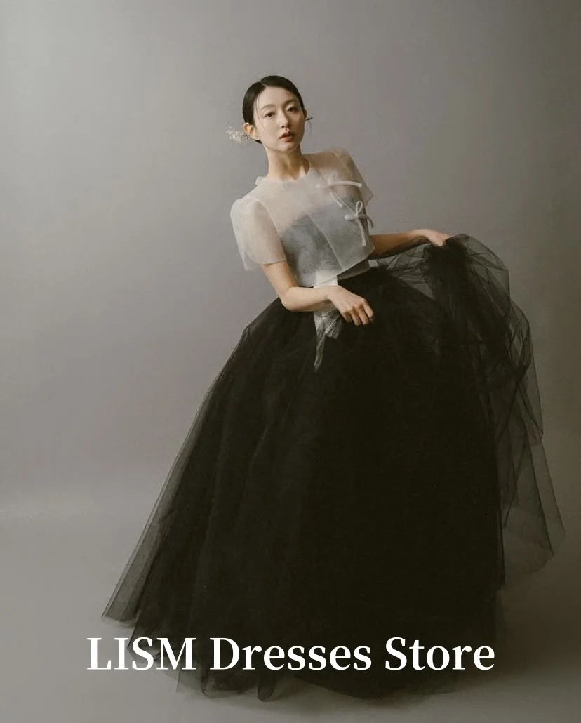 LISM Vintage A-Line Korea Wedding Dresses Photo Shoot Soft Tulle O-Neck Floor Length Evening Gowns웨딩드레스Customized Corsets