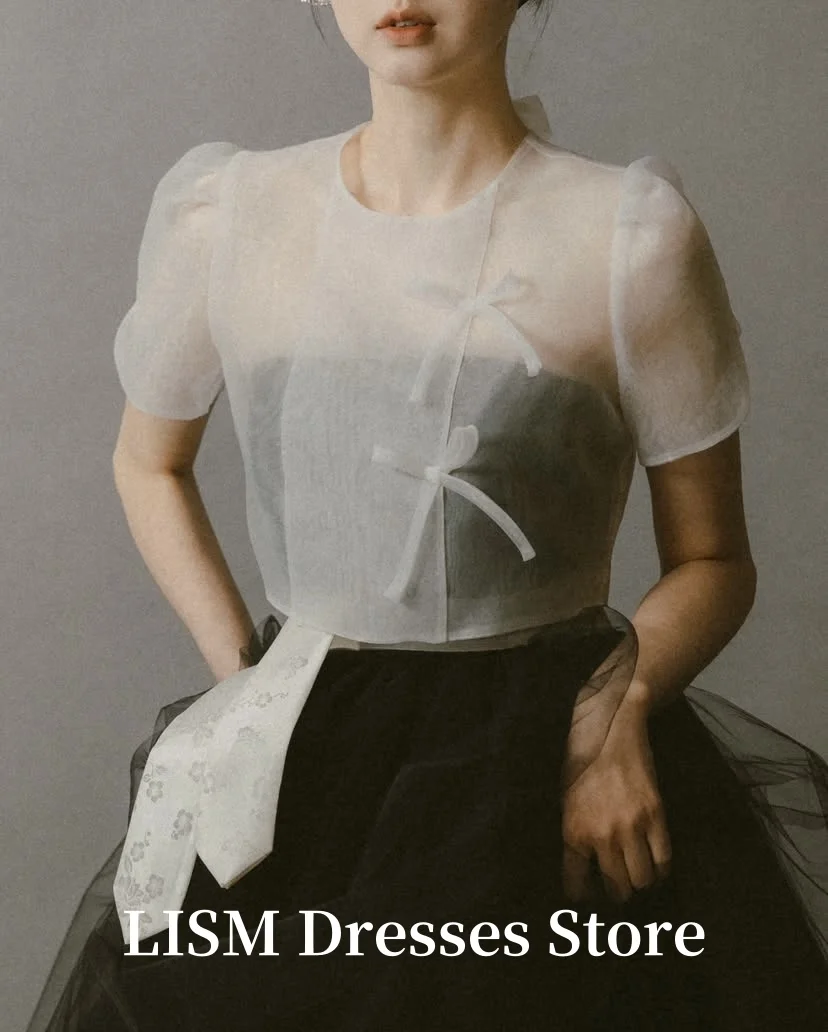 LISM Vintage A-Line Korea Wedding Dresses Photo Shoot Soft Tulle O-Neck Floor Length Evening Gowns웨딩드레스Customized Corsets