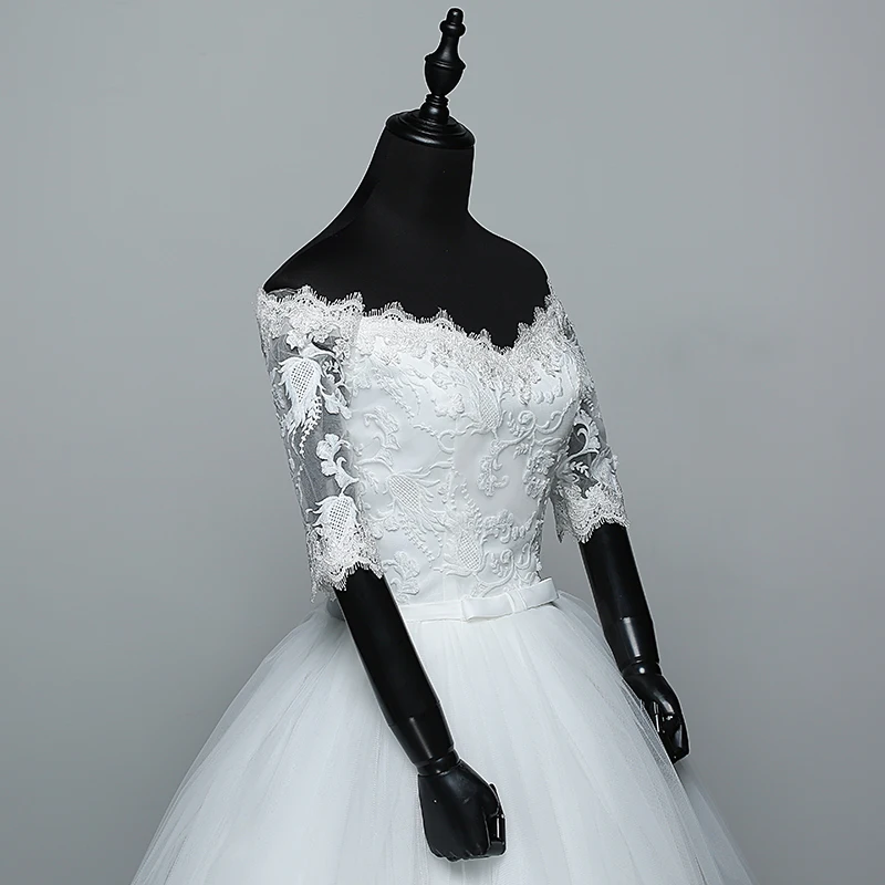 Half Sleeve Wedding Dress Belt Butterfly Embroidery Lace Boat Neck Princess Ball Gown Wedding Gowns Vestidos De Novia Customized