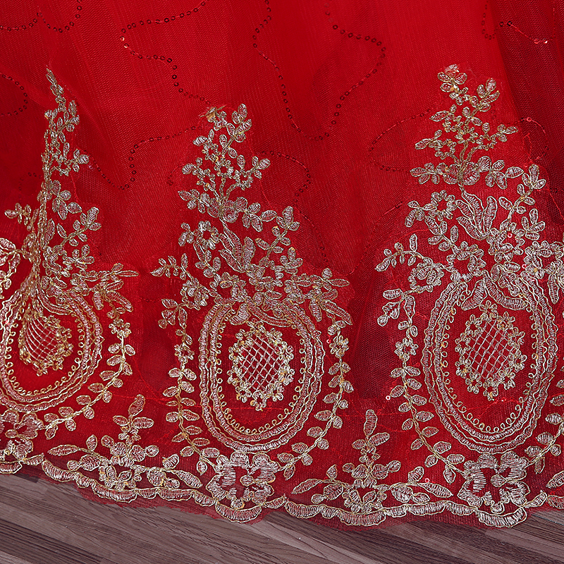 2026 New Ball Gown Lace Tulle Red Wedding Dress With Tail Chinese Pattern Style Cheap China Embroidery Bridal Gown Customized