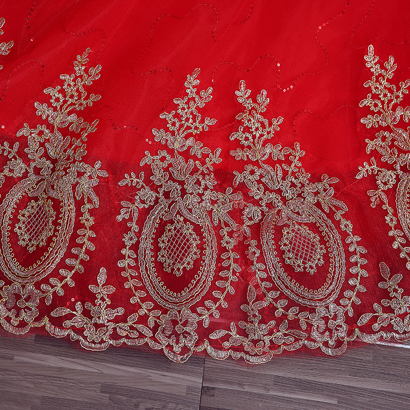 2026 New Ball Gown Lace Tulle Red Wedding Dress With Tail Chinese Pattern Style Cheap China Embroidery Bridal Gown Customized