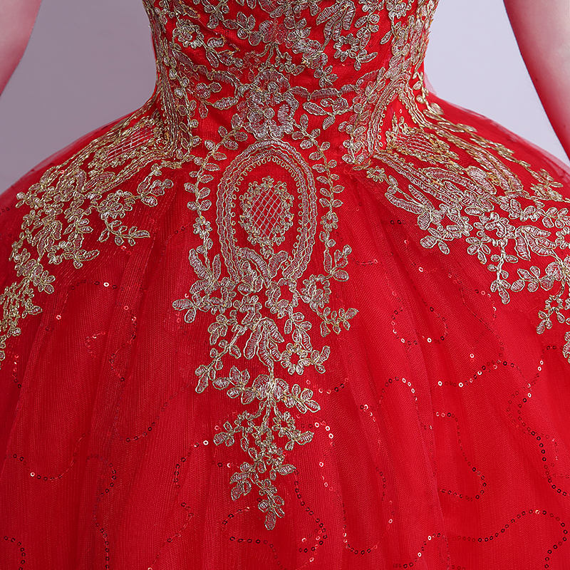 2026 New Ball Gown Lace Tulle Red Wedding Dress With Tail Chinese Pattern Style Cheap China Embroidery Bridal Gown Customized