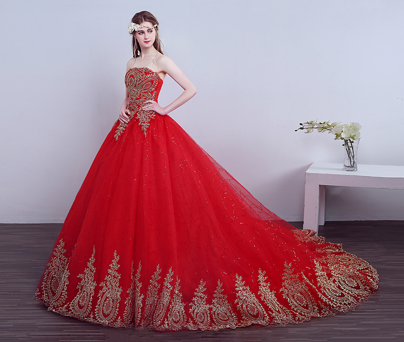 2026 New Ball Gown Lace Tulle Red Wedding Dress With Tail Chinese Pattern Style Cheap China Embroidery Bridal Gown Customized