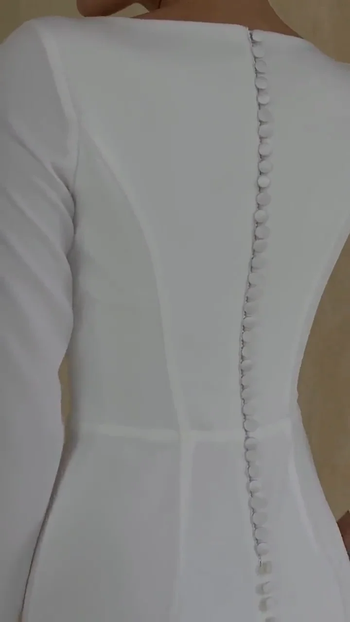 Customized White Wedding Dresses High Quality Long Sleeves Formal Dresses Classic Midi Dresses 2026 Bride Gowns for Women
