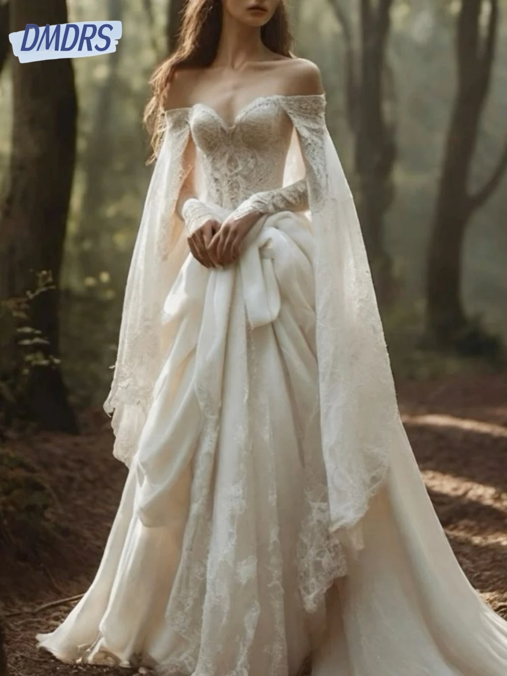 Fantasy Lace A Line Wedding Dress Romantic Lace Up Back Sweetheart Neck Bridal Gown Customized Glamorous Long Chic Women Wear
