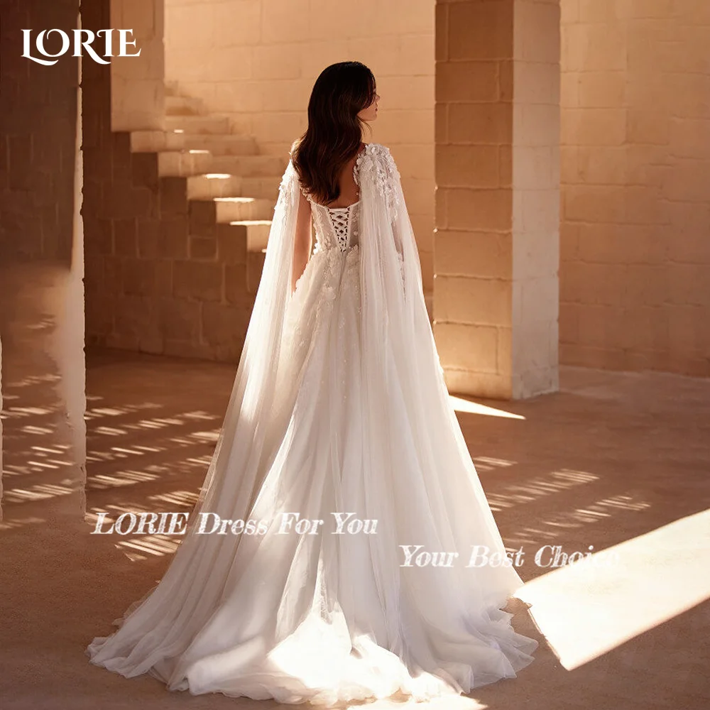 LORIE Elegant Lace Wedding Dresses Appliques Strapless A-Line Shawl Luxury Cloak Sweetheart Bridal Gown Customized Bride Dresses