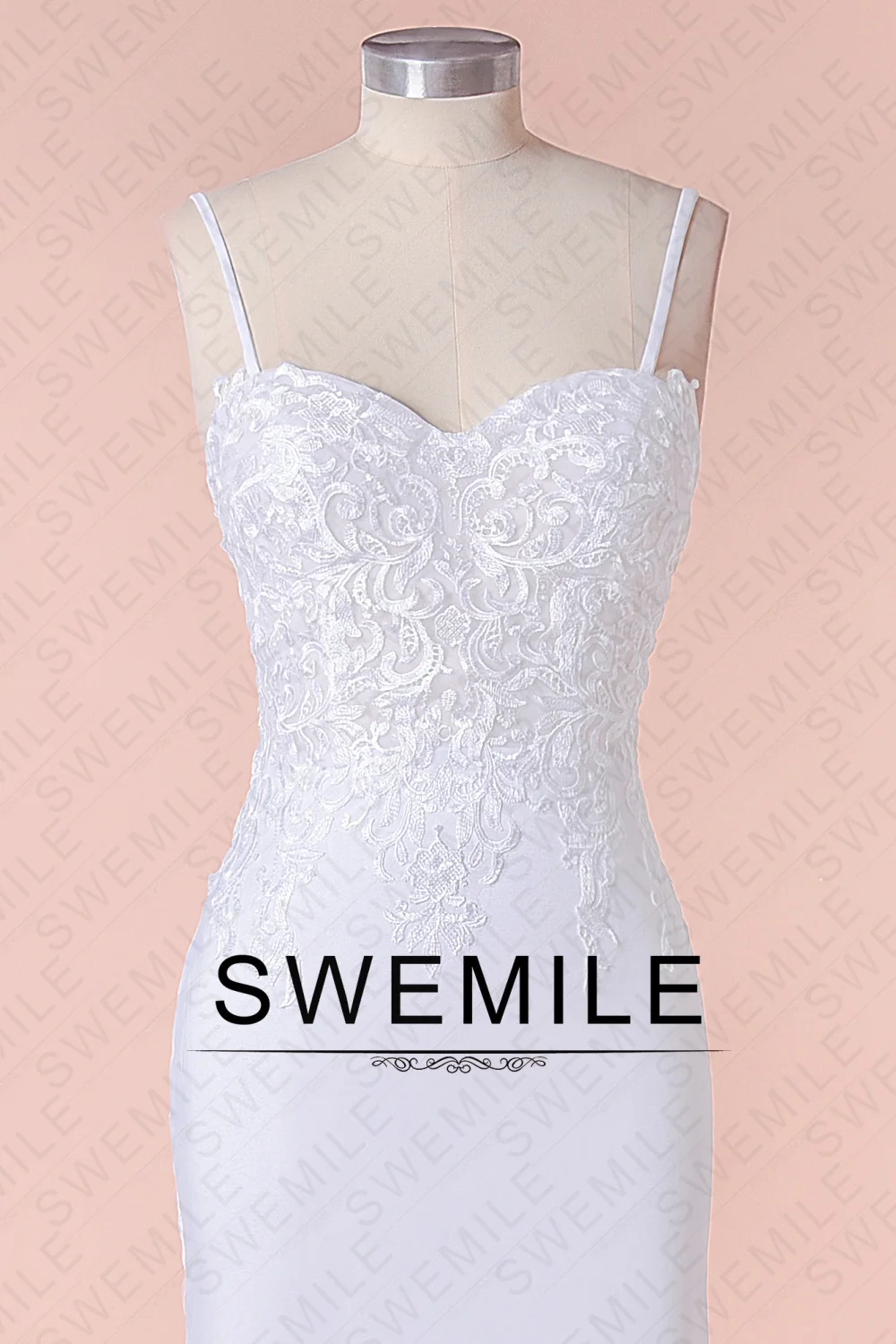 SWEMILE Elegant Mermaid Wedding Dress for Women Spaghetti Straps Button Appliques Bride Gowns Vestidos Para Mujer Customized