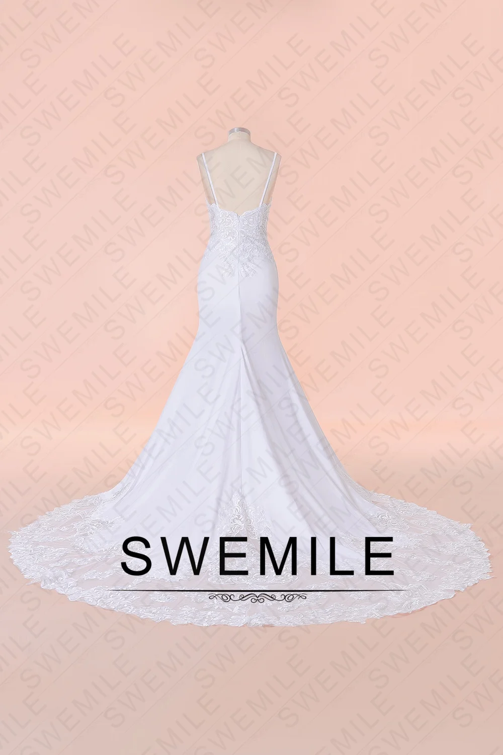 SWEMILE Elegant Mermaid Wedding Dress for Women Spaghetti Straps Button Appliques Bride Gowns Vestidos Para Mujer Customized