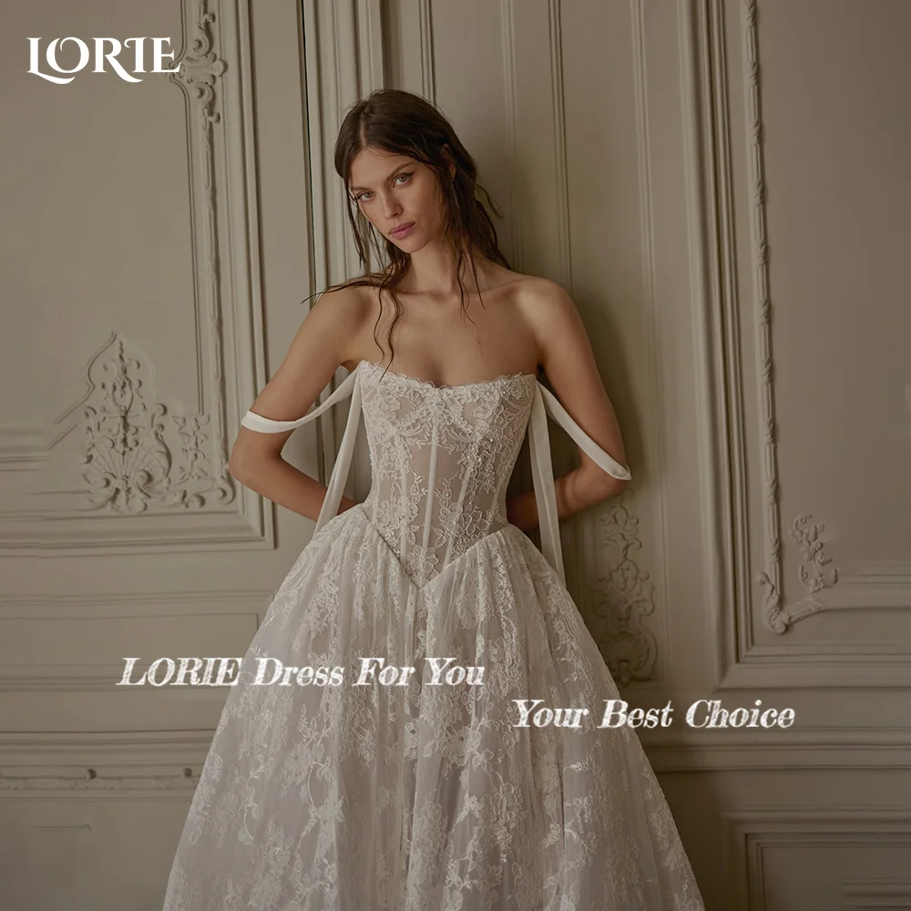 LORIE Bohemia Wedding Dresses Lace Sweetheart Flower Appliques Lace Bridal Gown A-Line Beach Boho Wedding Party Dress customized
