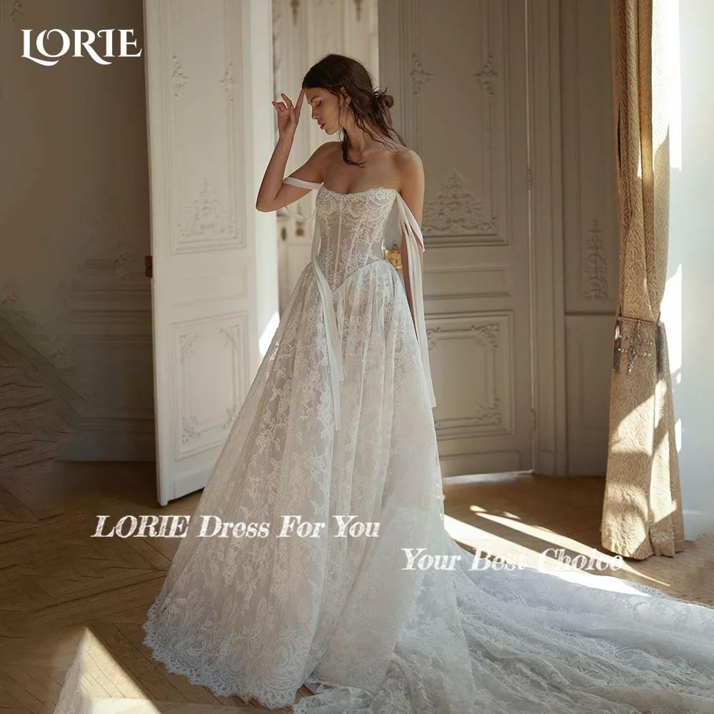 LORIE Bohemia Wedding Dresses Lace Sweetheart Flower Appliques Lace Bridal Gown A-Line Beach Boho Wedding Party Dress customized