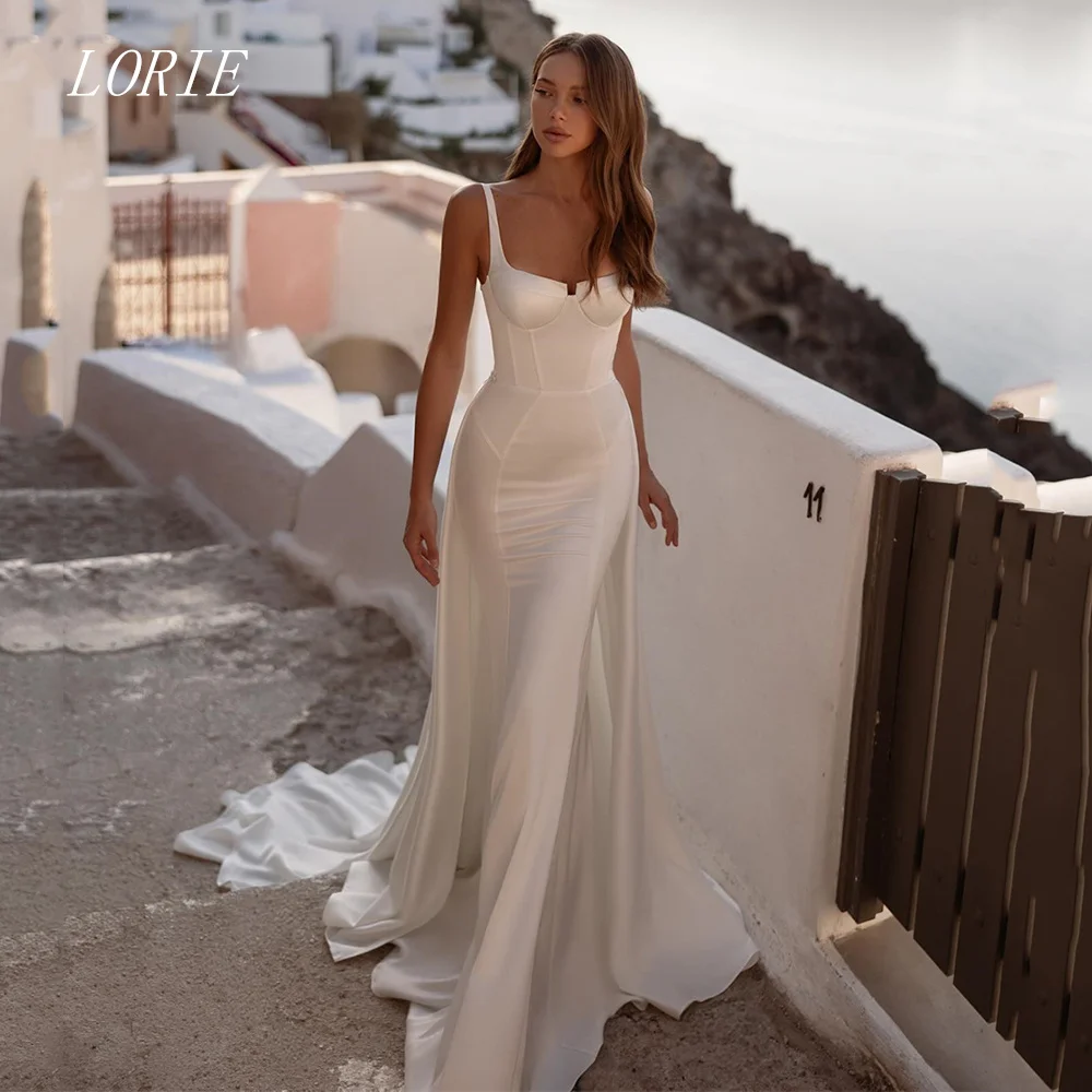 LORIE Luxury Mermaid Wedding Dress Square Collar Bridal Dresses Simple Spaghetti Strap Wedding Gown Customized 2026