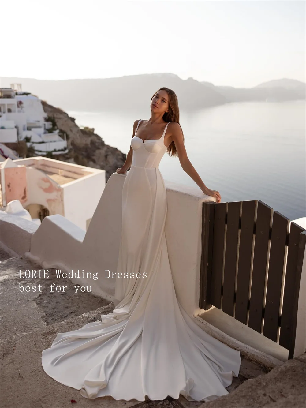 LORIE Luxury Mermaid Wedding Dress Square Collar Bridal Dresses Simple Spaghetti Strap Wedding Gown Customized 2026