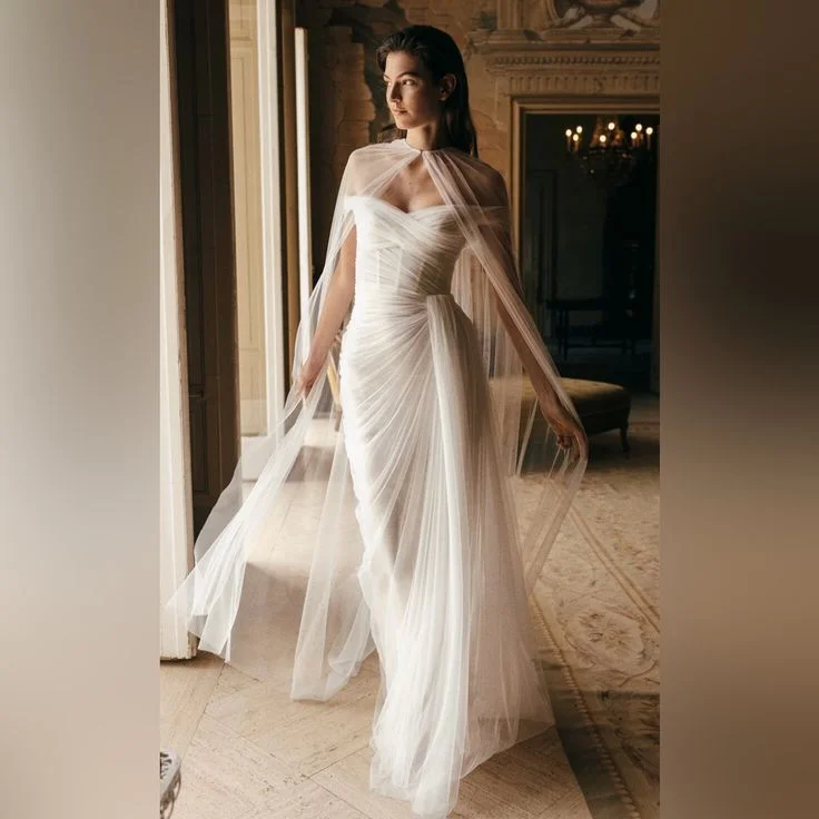 LORIE Pleat Tulle Off Shoulder Bride Dresses Sweetheart A-Line Slit Boho Wedding Dress New Spring Women Bridal Gowns Customized