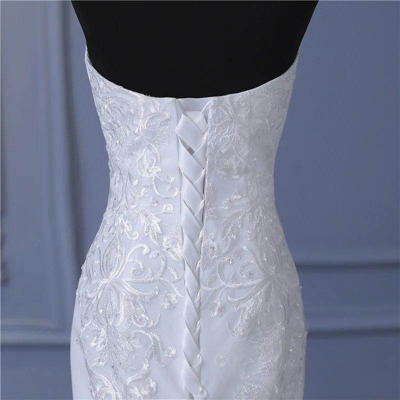 Y&M New Arabic Aso Ebi Vintage Lace Beaded Sequined Wedding Dresses Strapless Mermaid Bridal Dress Sexy Customized Wedding Gowns