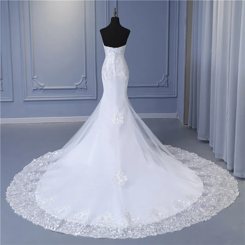 Y&M New Arabic Aso Ebi Vintage Lace Beaded Sequined Wedding Dresses Strapless Mermaid Bridal Dress Sexy Customized Wedding Gowns