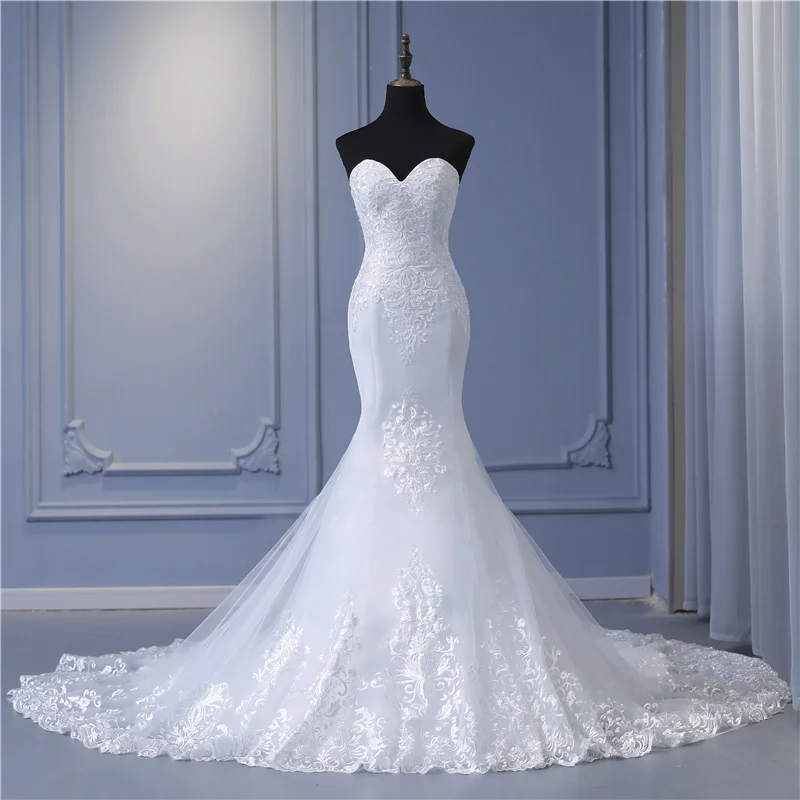 Y&M New Arabic Aso Ebi Vintage Lace Beaded Sequined Wedding Dresses Strapless Mermaid Bridal Dress Sexy Customized Wedding Gowns