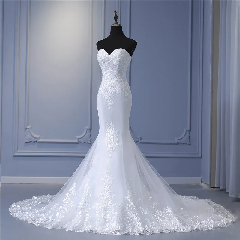 Y&M New Arabic Aso Ebi Vintage Lace Beaded Sequined Wedding Dresses Strapless Mermaid Bridal Dress Sexy Customized Wedding Gowns
