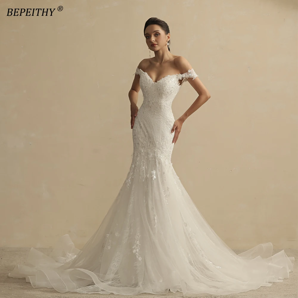 BEPEITHY Customized Sweetheart Glitter Princess Wedding Dresses For Women With Flown Bride Plus Size Ivory Bridal Ball Gown 2026