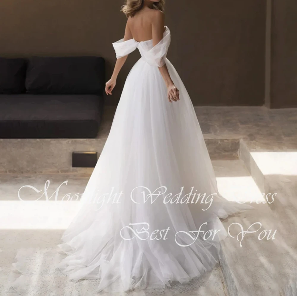 Elegant Beading Pleat Sweetheat A-Line Wedding Dress 2026 Off The Shoulder Open Back Bridal Gown Vestidos De Novia Customized
