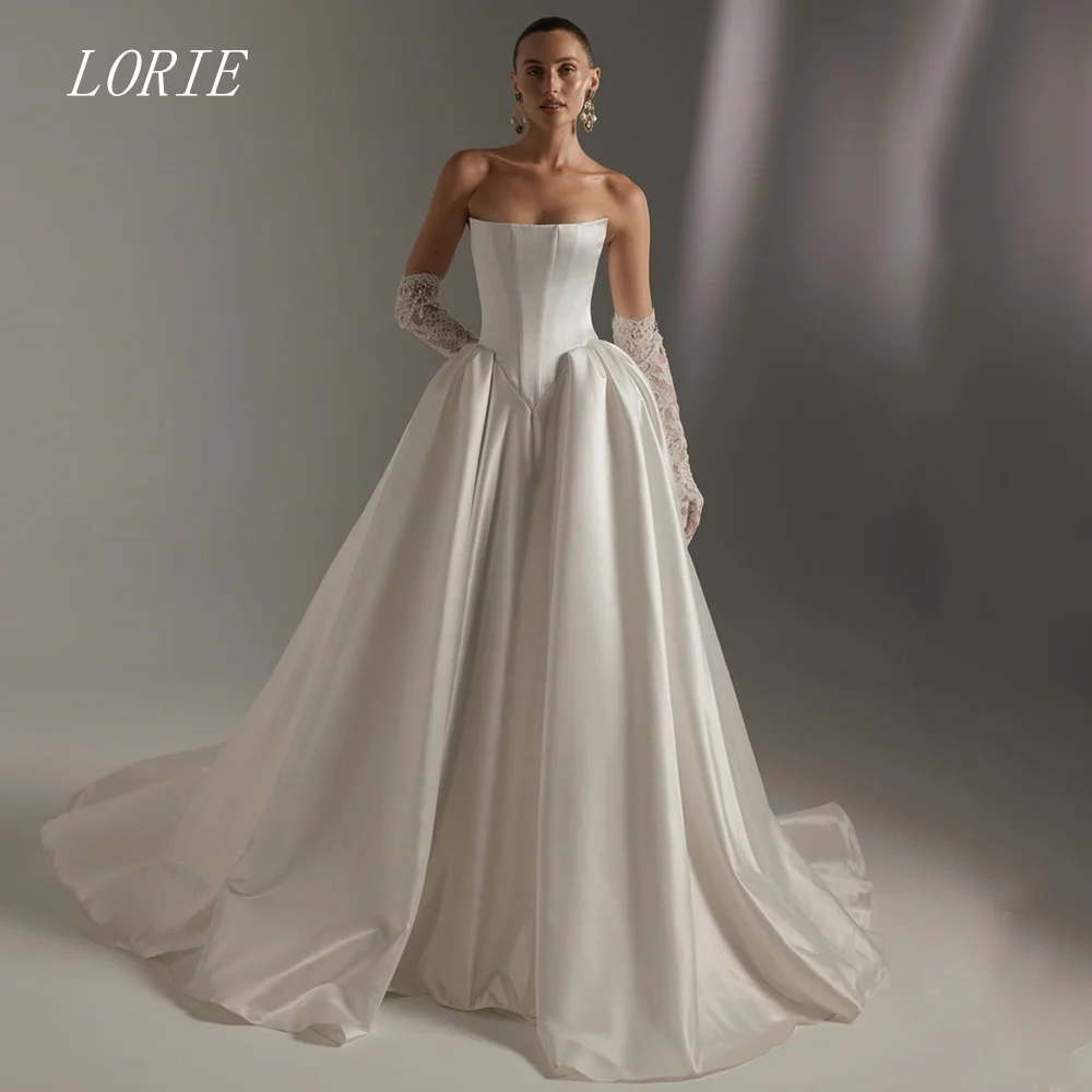 LORIE Luxury A Line Wedding Dress Minimalist Strapless Bridal Dresses Elegant Wedding Gown Customized 2026