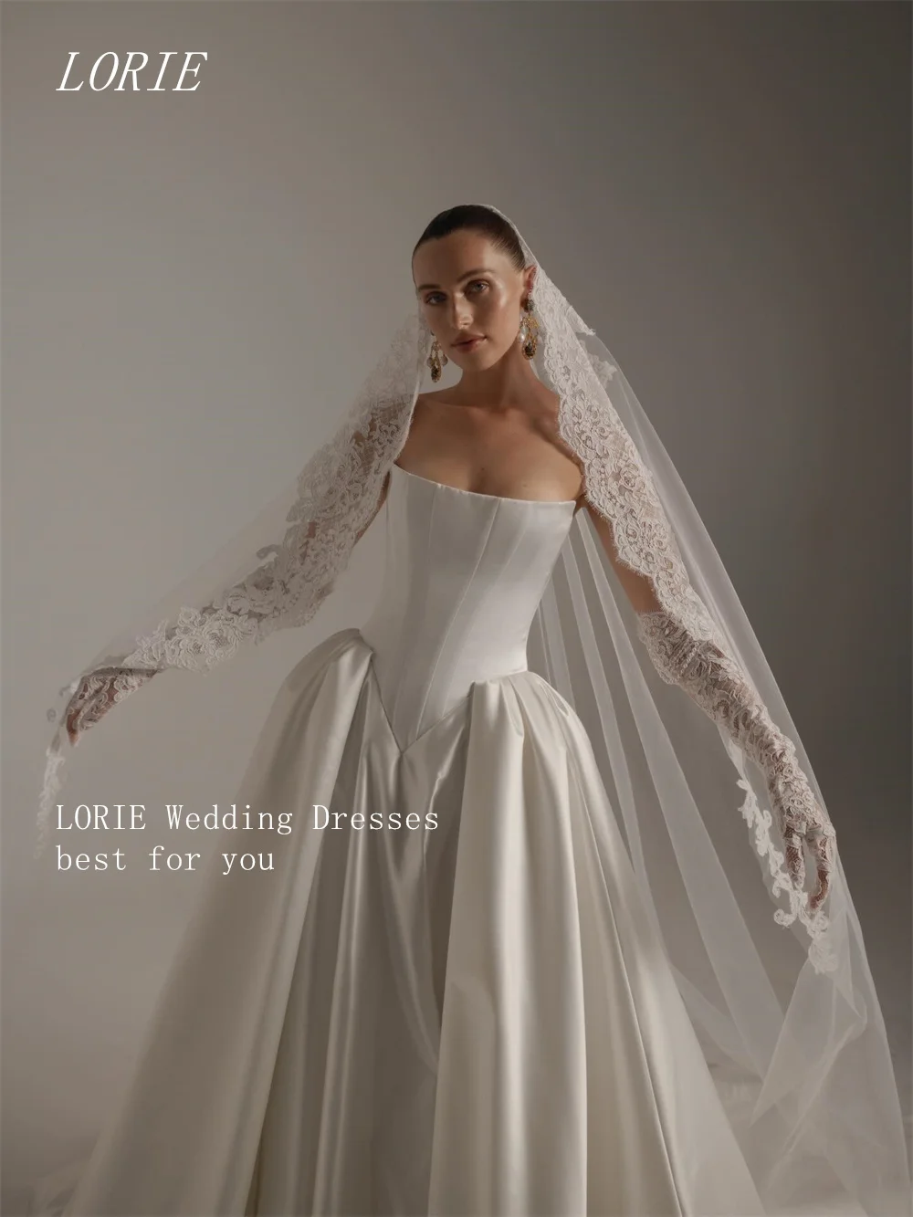 LORIE Luxury A Line Wedding Dress Minimalist Strapless Bridal Dresses Elegant Wedding Gown Customized 2026