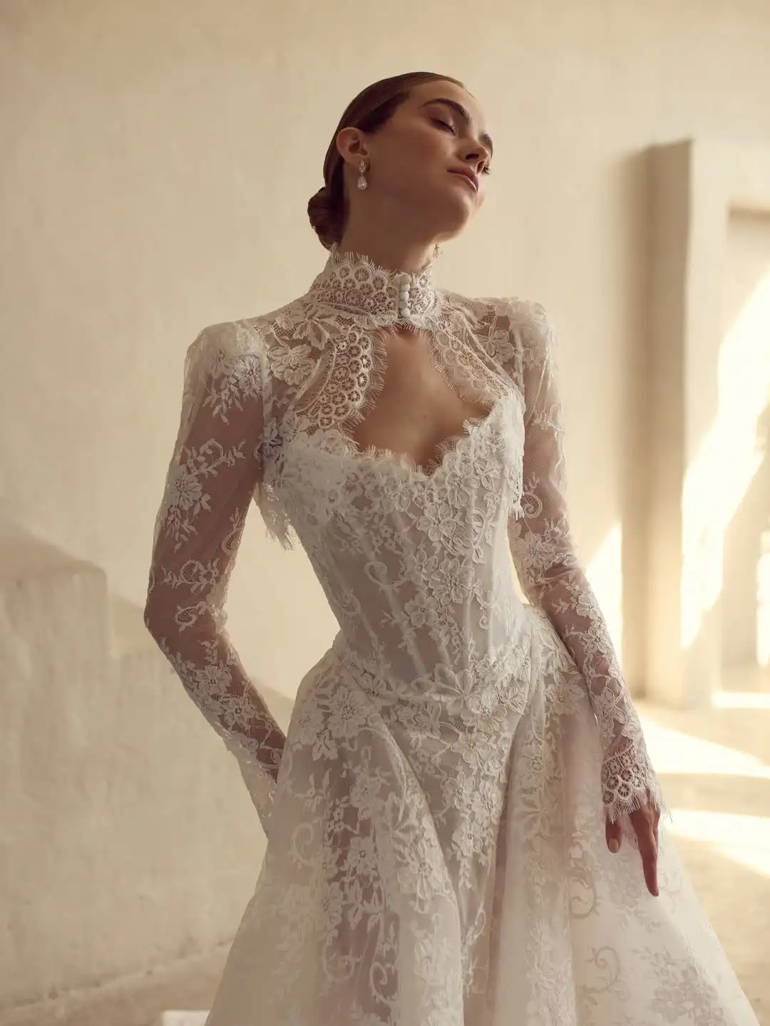 Vestido De Novia Princesa Lace Wedding Dress Vestidos Para Boda Por La Iglesia Vintage Long Sleeve Corset 2026 Elegante Dresses