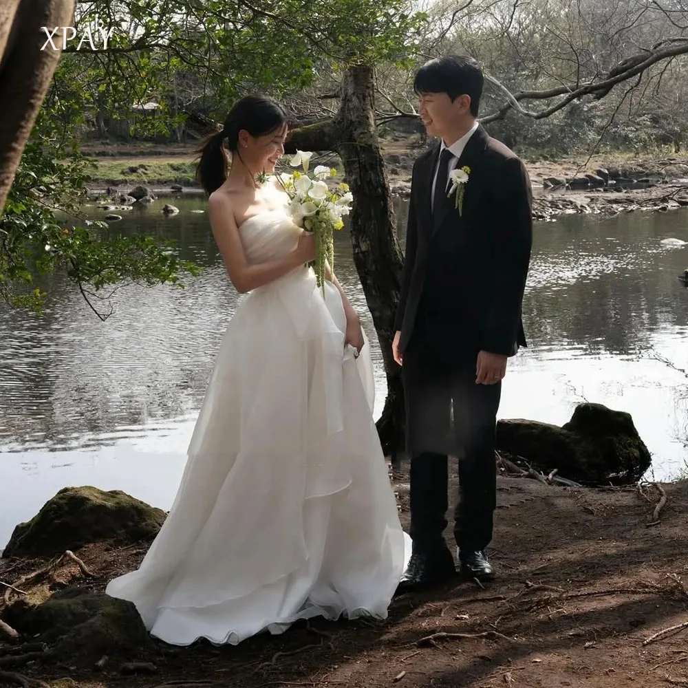 XPAY Elegant Wedding Dresses Korean Customized Corset/Zipper Back Organza Wedding Dresses Reception Dress Bridal Gown 웨딩드레스
